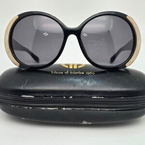 House of Harlow 1960 4597 C.1 Black Gold Frame Grey Lens Sunglasses w/ Case 60mm